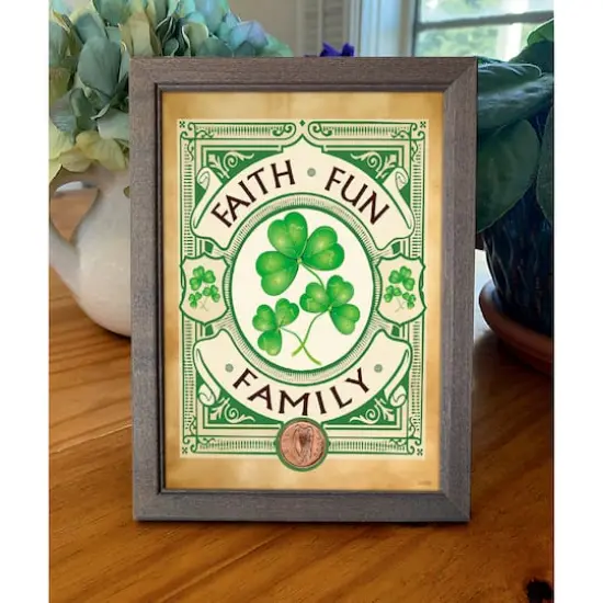 Irish- Faith, Fun, Family with Irish Penny Coin in 5" x 7" Frame {3}
