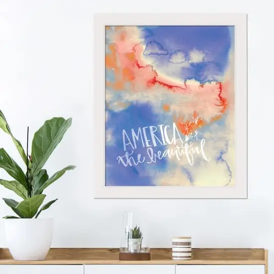 America The Beautiful White Framed Print Under Plexiglass {3}