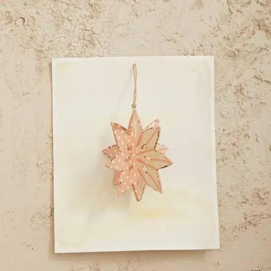 Hello Honey&reg; 5" Pink Paper Mache Snowflake Ornament {3}