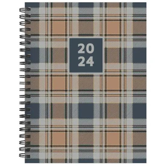 TF Publishing 2024 Neutral Plaid Medium Weekly Monthly Planner {1}