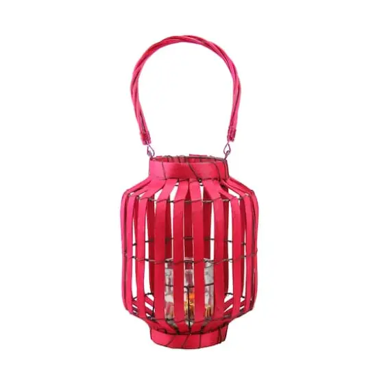20" Tropicalia Tiki Bar Votive Candle Holder Lantern, Blush Red {1}