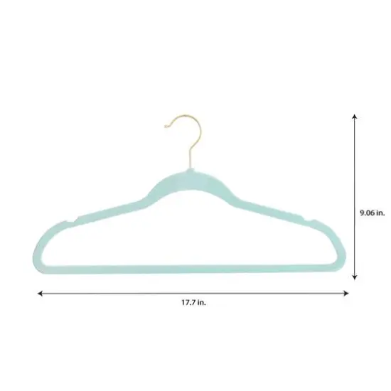 Simplify Super Slim Velvet Hangers with Gold Hook, 10ct. Pool Blue {6}