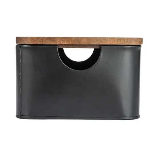 Hello Honey&reg; Black Metal Containers with Mango Wood Lids Set {8}