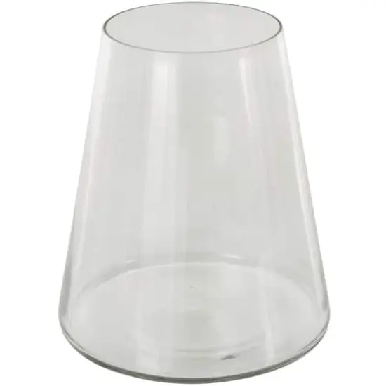 8.5" Clear Glass Wide Cone Shaped Decorative Vase {1}