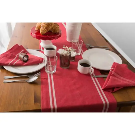 DII&reg; 108" French Stripe Table Runner Red Chambray {6}
