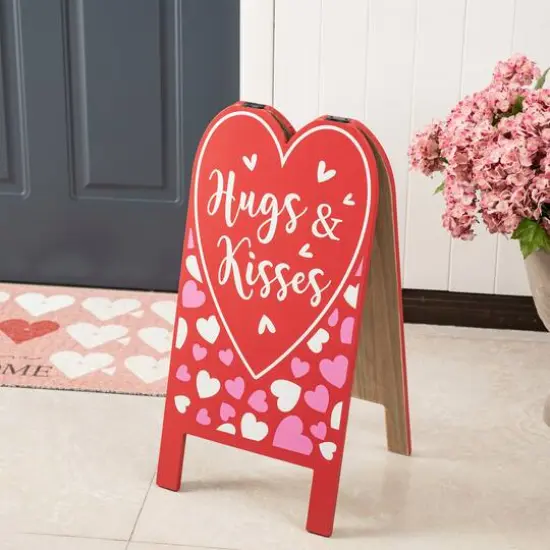 Glitzhome&reg; 24" Valentine's Double Sided Wooden Easel Porch D&eacute;cor {6}