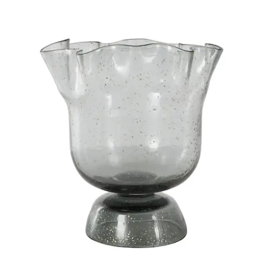 Black Glass Vase Set with Wavy Opening & Gold Speckles {11}