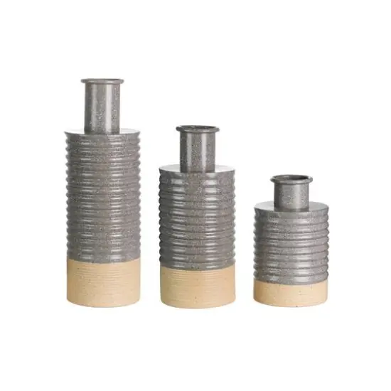 Glitzhome® Two-Tone Gray & Brown Metal Farmhouse Vase Set {1}