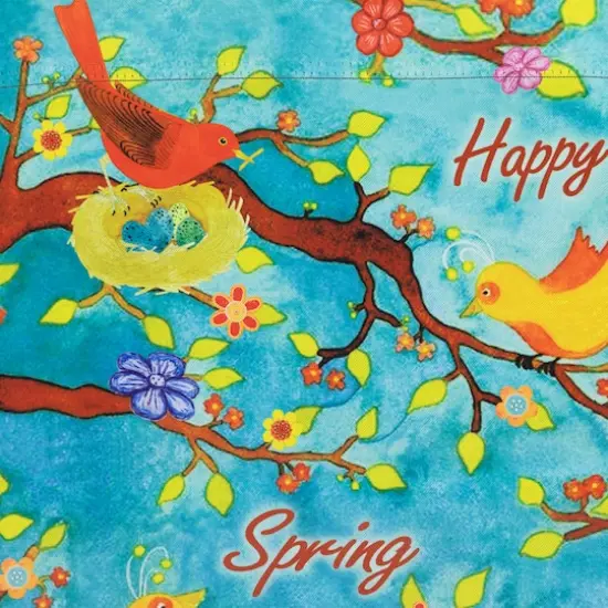Happy Spring Birds & Flowers Outdoor Garden Flag {4}