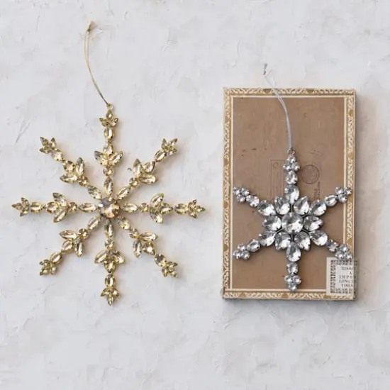 Hello Honey&reg; 10" Gold Handmade Acrylic Jewel & Metal Snowflake Ornament {3}