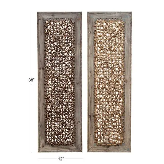 Brown Seagrass & Wood Abstract Wall D&eacute;cor Set {6}