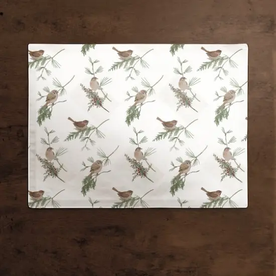 Pine Birds on White Cotton Twill Placemat {3}