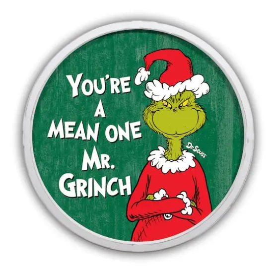 20" The Grinch You're A Mean One Round Framed Print White {1}