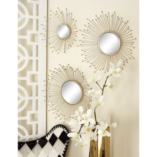 Gold Metal Glam Wall Mirror Set {9}