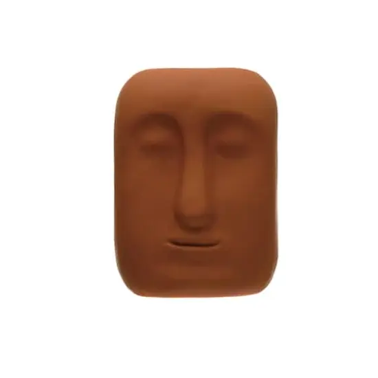 8" Latex Glaze Stoneware Planter with Face {1}