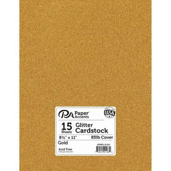 PA Paper&trade; Accents Glitter 8.5" x 11" Cardstock, 15 Sheets Gold {1}