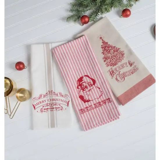 DII&reg; Assorted Vintage Print Christmas Dishtowel Set {4}