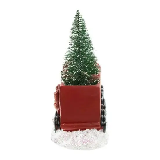 12'' Red and Gold Christmas Train with LED Lighted Frosted Trees Tabletop Decoration {8}