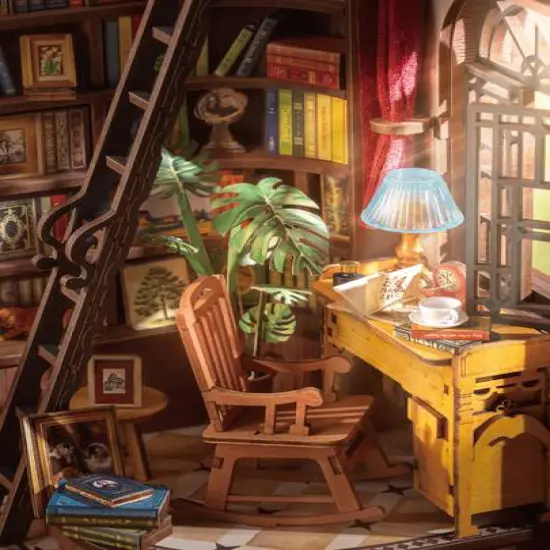 Rolife&reg; Silent Corner Study DIY Book Nook Shelf Insert Kit {8}