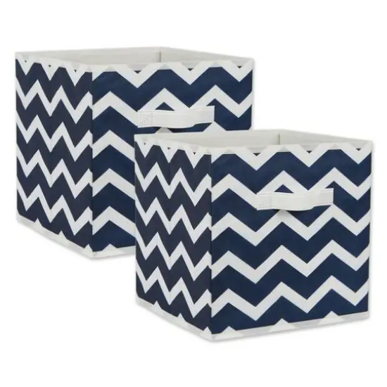 DII® 11" Nonwoven Polyester Chevron Storage Cubes, 2ct. Nautical Blue {1}