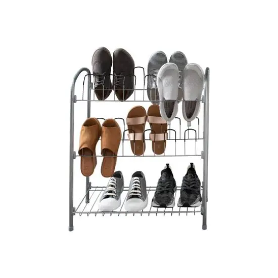 Organize It All 12 Pair Floor Shoe Rack With Shelf {3}