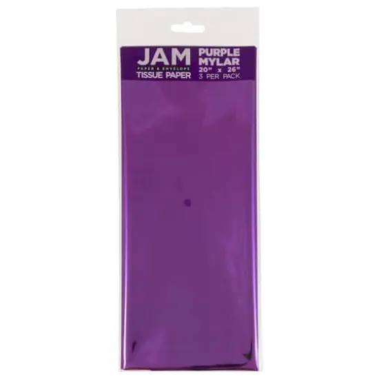 JAM Paper Mylar 20" x 26" Tissue Paper, 3ct. Purple Mylar {1}