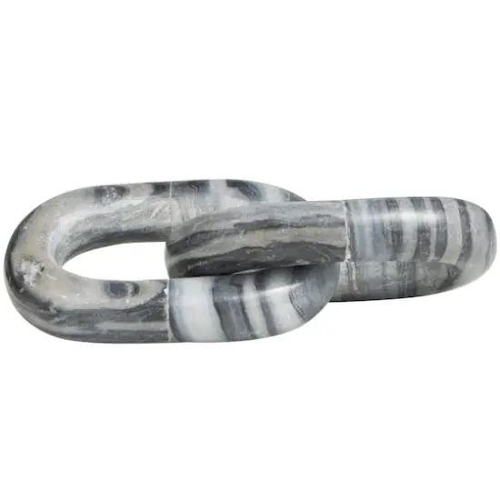 9" Gray Marble Geometric 2 Link Chain Sculpture D&eacute;cor {5}