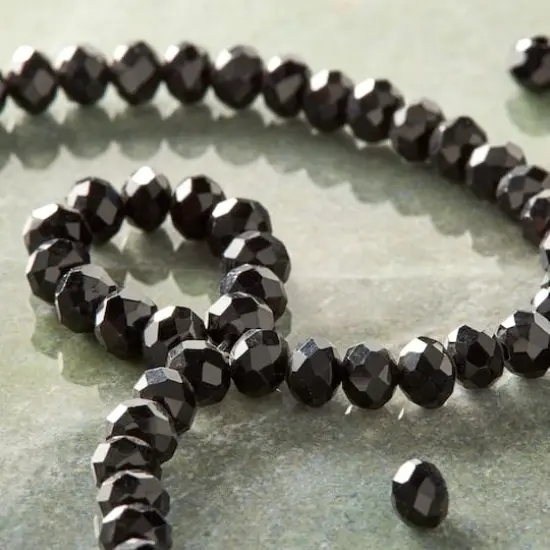 Black Faceted Glass Rondelle Beads, 6mm by Bead Landing&trade; {3}
