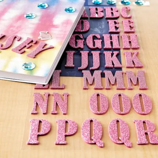 Glitter Bernhard Condensed Alphabet Foam Stickers by Recollections&trade; Blush {3}