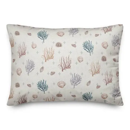 Multicolor Shell Plus Throw Pillow Coral and Blue on White {1}