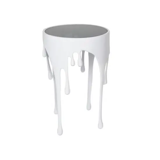 White Aluminum Drip Accent Table with Melting Designed Body {1}