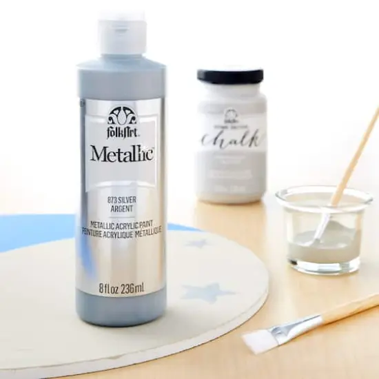 FolkArt&reg; Metallic Acrylic Paint, 8 oz. Silver {3}