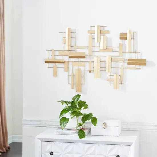 CosmoLiving by Cosmopolitan Gold Iron Grid Wall Accent {7}