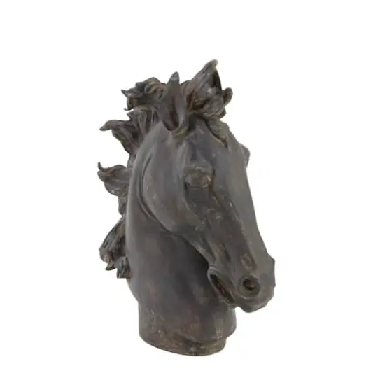 25" Brown Polystone Traditional Horse Sculpture {5}