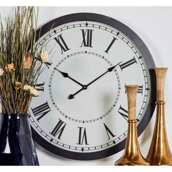Black Traditional Metal Wall Clock, 30" x 30" {6}