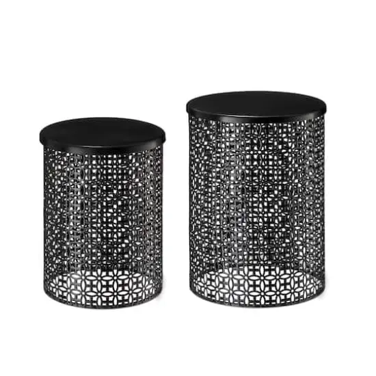Glitzhome&reg; Multi-Functional Metal Accent Table Set Black {1}