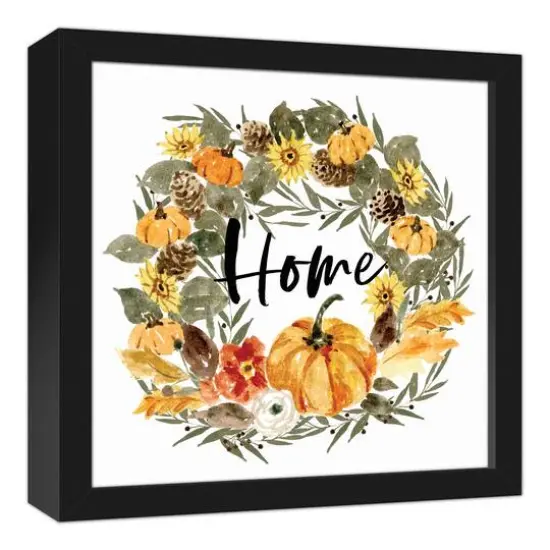 Pumpkin Wreath Canvas Wall Art with Black Frame {3}