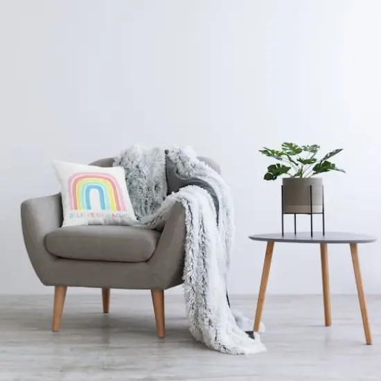 Stupell Industries Believe In Magic Phrase Children's Vibrant Pastel Rainbow Throw Pillow 18" x 18" {3}