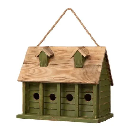 Glitzhome&reg; 14" Hanging Wooden Distressed Green Garden Birdhouse {1}