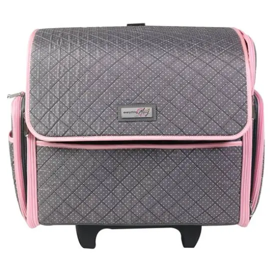 Everything Mary Pink & Gray Collapsible Deluxe Sewing Storage Case {4}