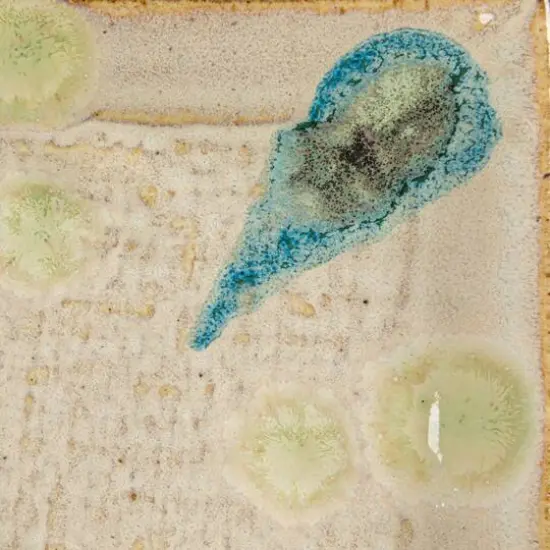 Hello Honey&reg; 9.25" Tan & Blue Geometric Stoneware Platter {7}