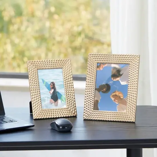 Glitzhome&reg; Modern Gold Tabletop Picture Frame Set {5}