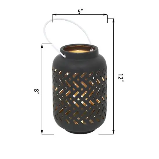 Flora Bunda&reg; 7.5" Chevron LED Ceramic Lantern {3}