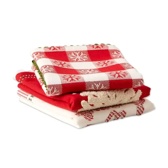 DII&reg; Santa Chef Clause Kitchen, Let It Snow Dishtowel Set {4}