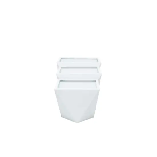 White Modern Planter, Set of 3" 18", 16", 15" {3}