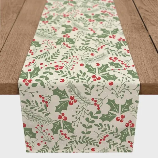 72" Holly Pattern Poly Twill Table Runner {1}