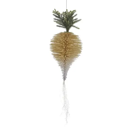 Hello Honey&reg; 35.5" Cream Flocked Bottle Brush Turnip Ornament {1}