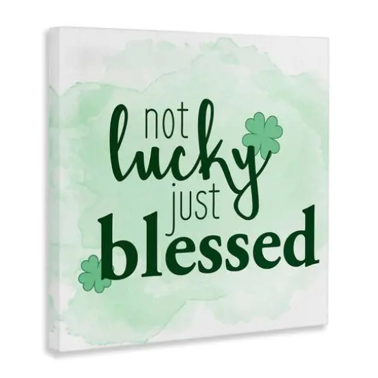 Stupell Industries Just Blessed Green Shamrocks Canvas Wall Art {4}