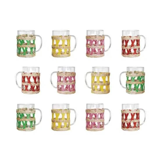 Hello Honey&reg; 10oz. Assorted Glass Mugs with Seagrass Sleeves, 12ct. {1}