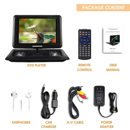 Trexonic 15.4" Portable DVD Player with Swivel LCD Screen {6}